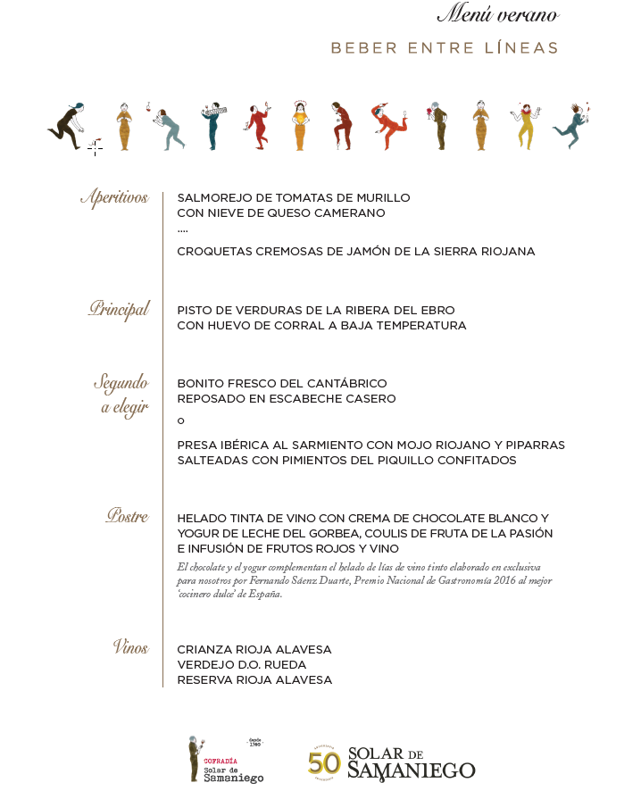 Menú Beber Entre Líneas Verano